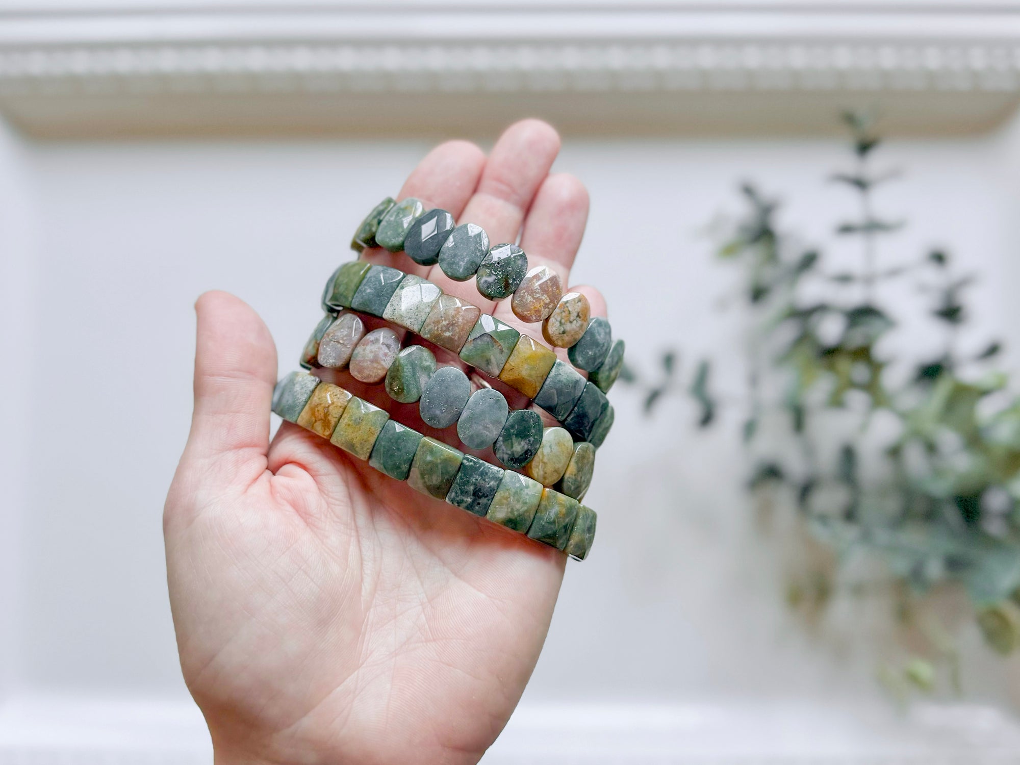 Ocean Jasper Faceted Bangle Bracelet