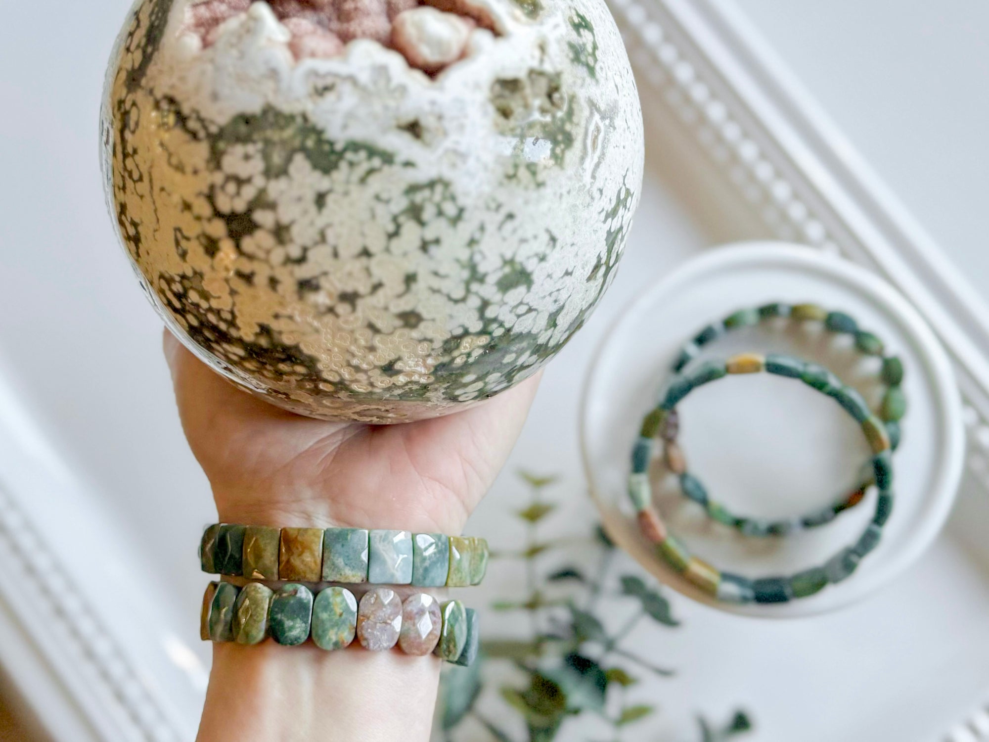 Ocean Jasper Faceted Bangle Bracelet