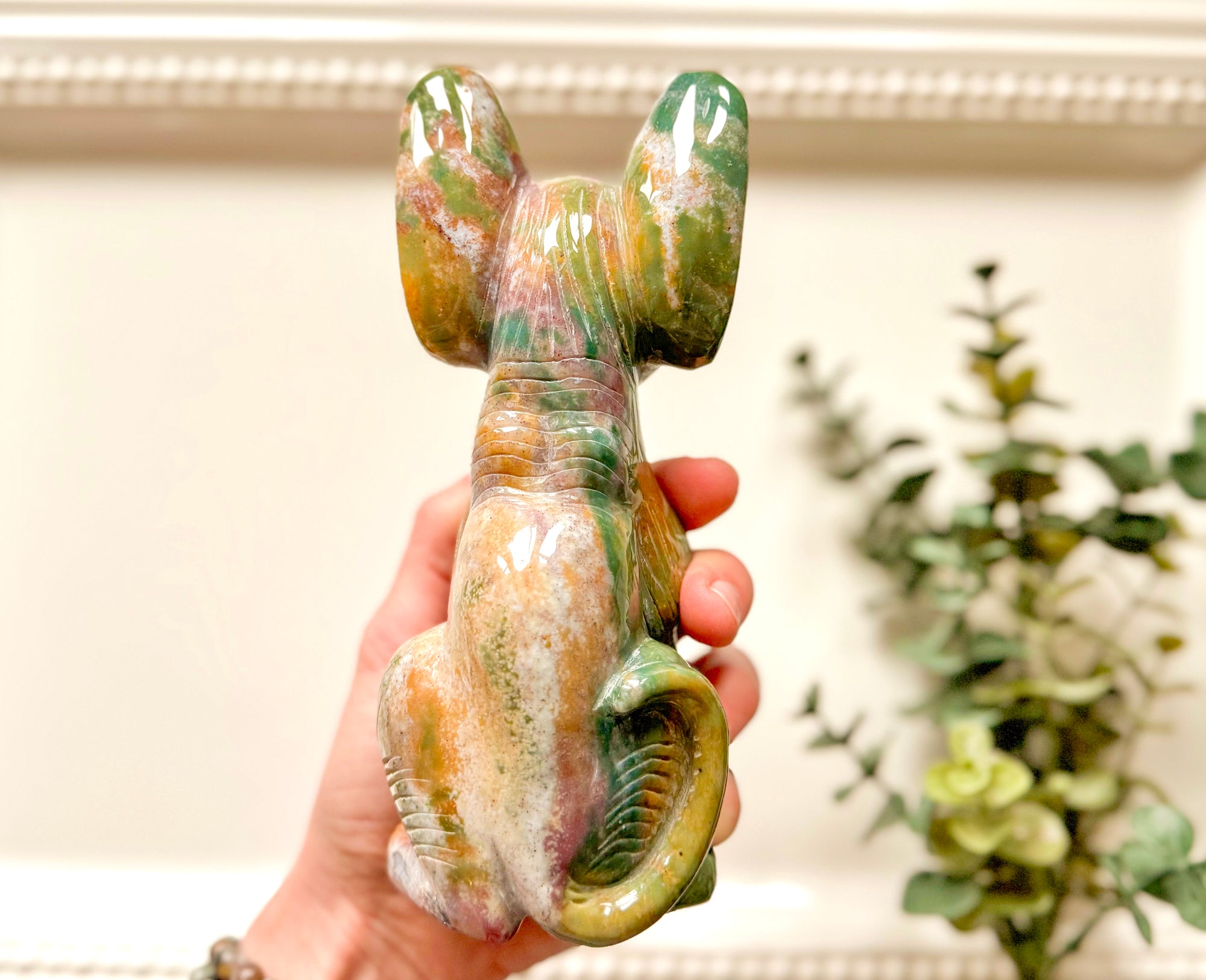 Ocean Jasper Sphynx Cat Carving