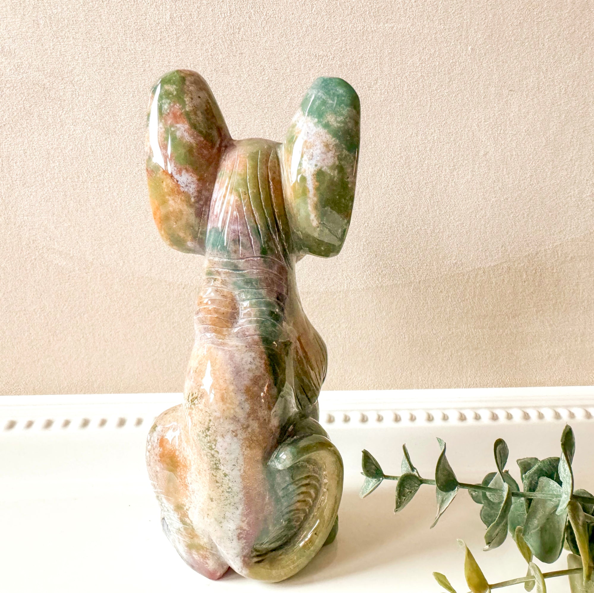 Ocean Jasper Sphynx Cat Carving