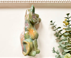 Ocean Jasper Sphynx Cat Carving