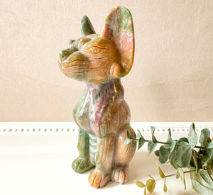 Ocean Jasper Sphynx Cat Carving