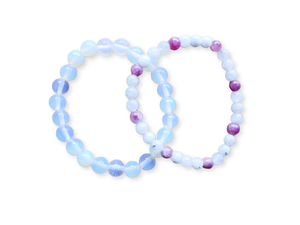 October Bracelet Stack || Opalite, Rainbow Tourmaline & Moonstone Beaded Bracelet || Reiki Infused
