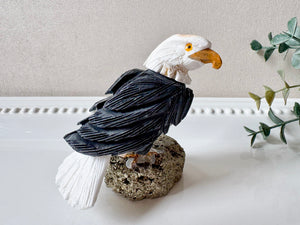 Onyx Bald Eagle on Crystal Base || Peru