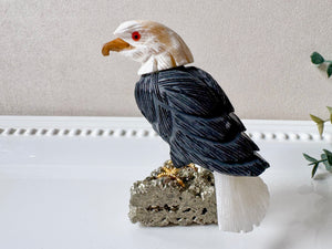 Onyx Bald Eagle on Crystal Base || Peru