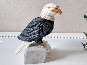 Onyx Bald Eagle on Crystal Base || Peru