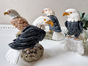 Onyx Bald Eagle on Crystal Base || Peru