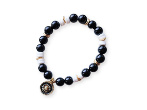 Onyx_PukaShellBeadedBraceletReikiInfused
