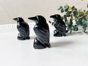 Onyx Raven Crystal Carving || 2"