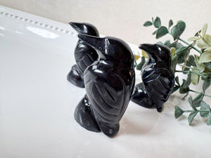 Onyx Raven Crystal Carving || 2"