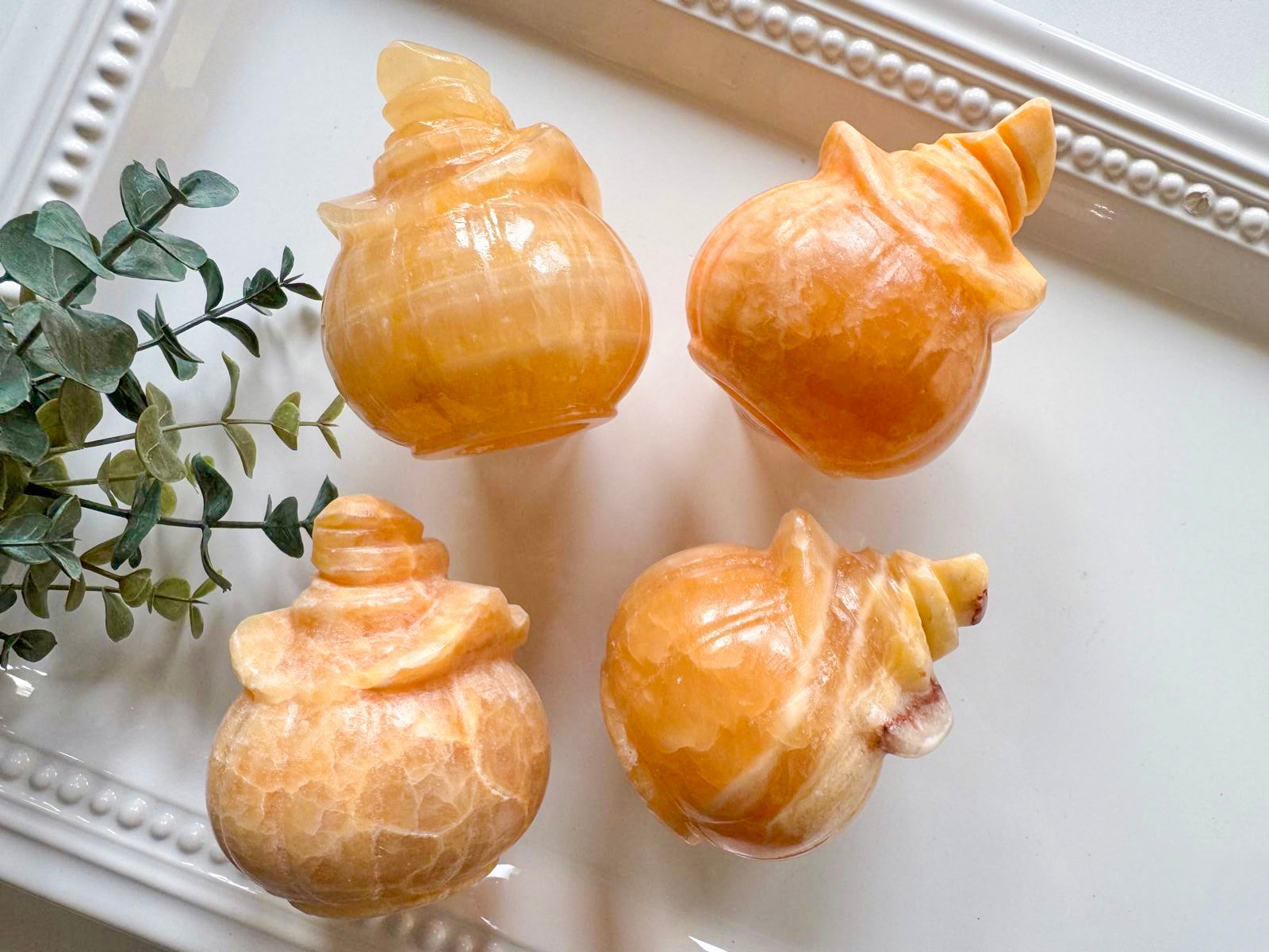Orange Calcite Jack-O'-Lantern with Witch Hat Carving