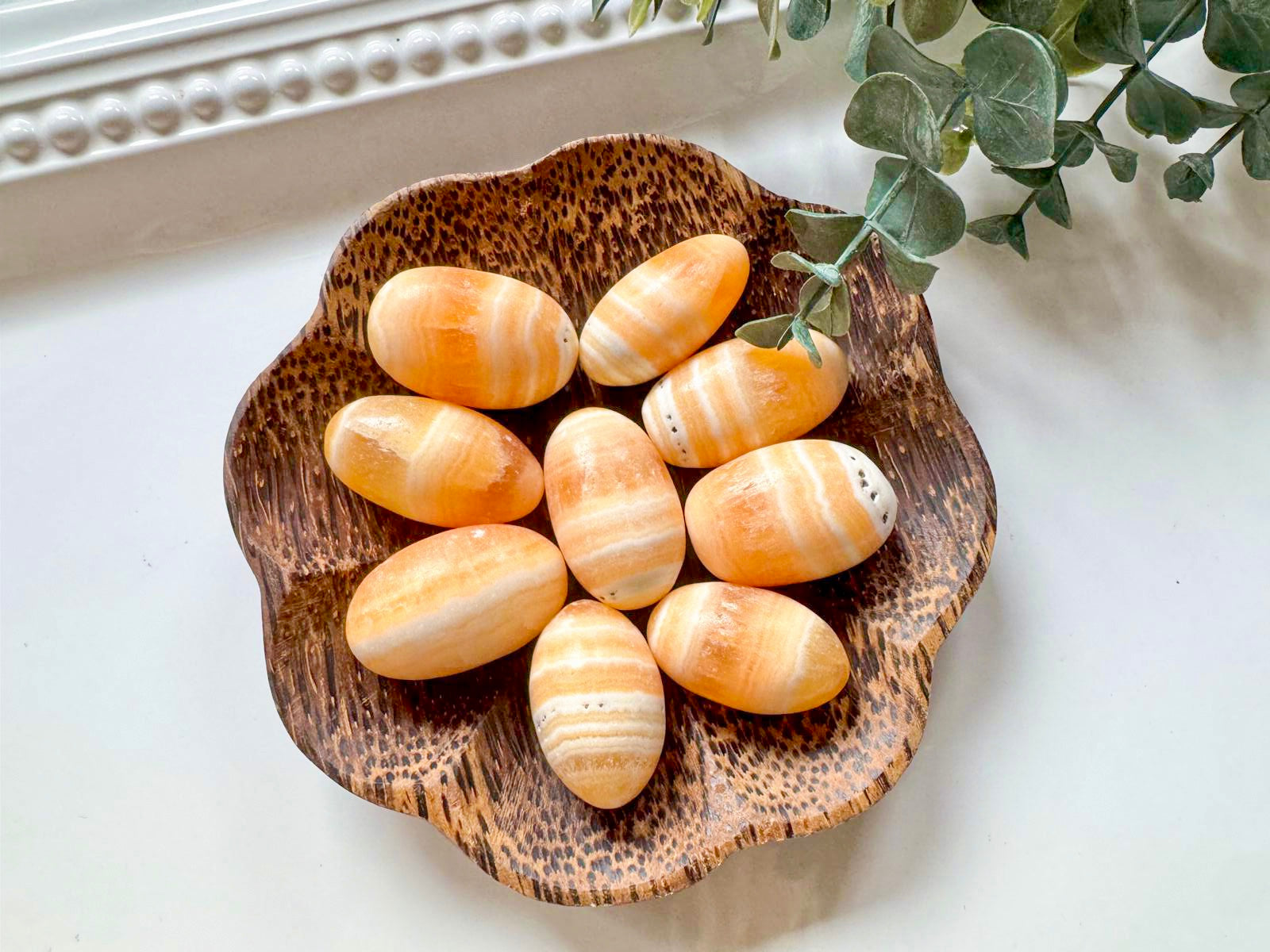 Orange Calcite Round Tumbled Stone