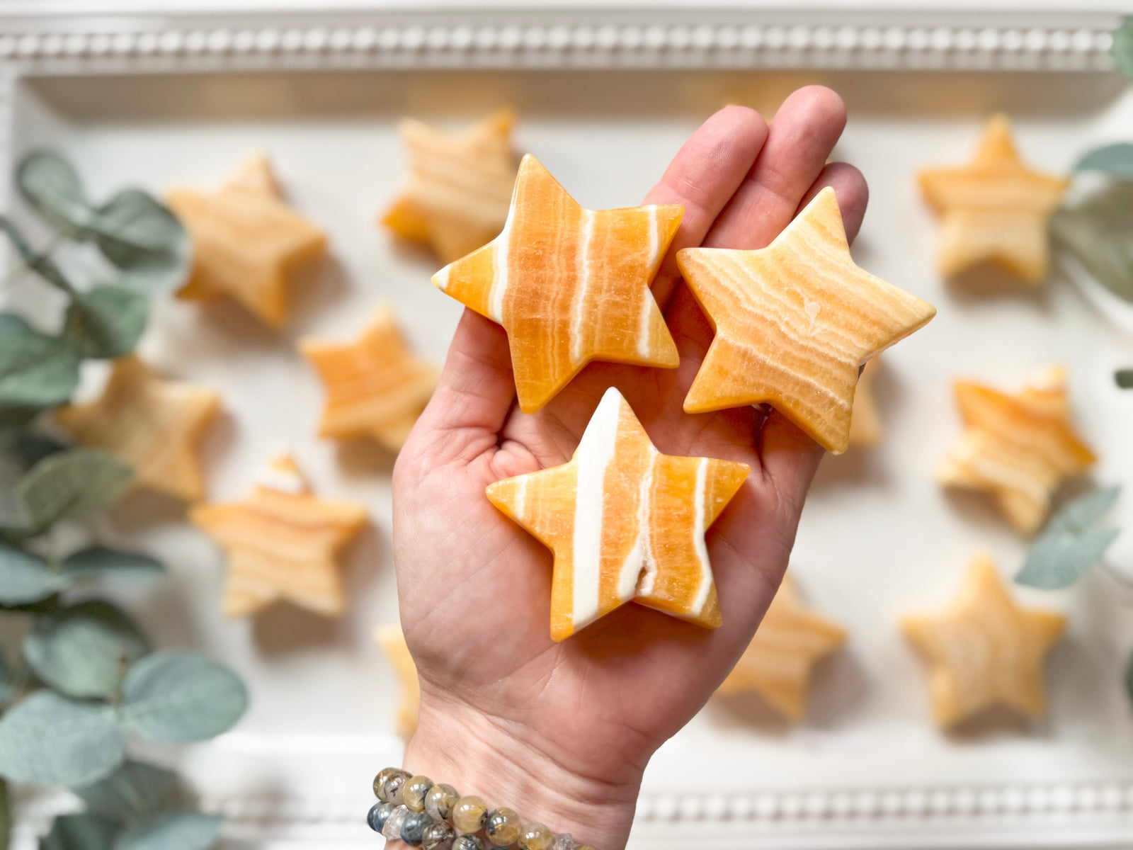 Orange Calcite Star Carving