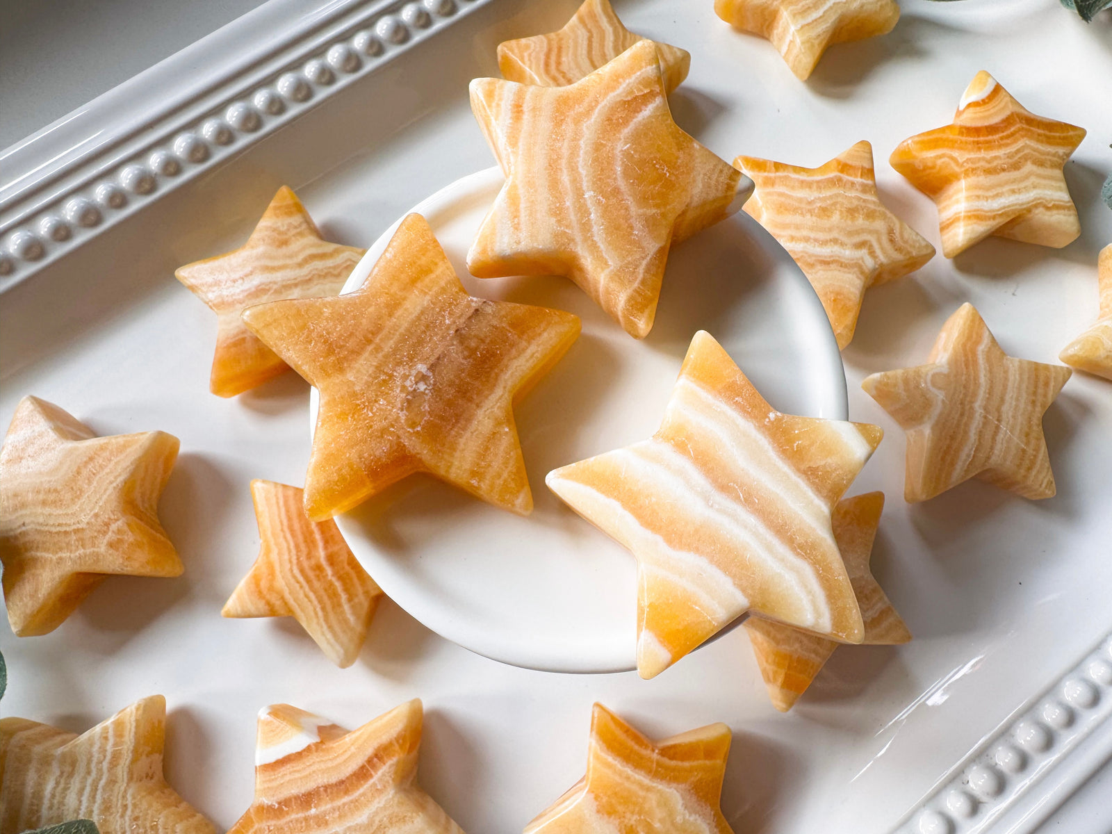 Orange Calcite Star Carving
