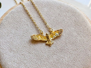 Owl with Wings Spread || Gold Plated Copper