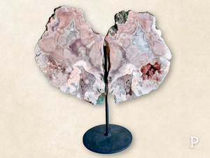 Pink Amethyst Wings on Stand || Showpiece