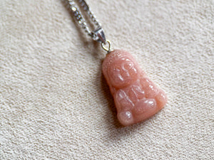 Peach Moonstone Buddha Necklace