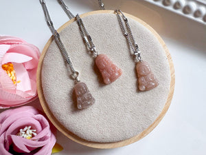 Peach Moonstone Buddha Necklace