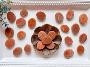 Peach Moonstone Flat Palm Stone
