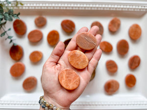 Peach Moonstone Flat Palm Stone

