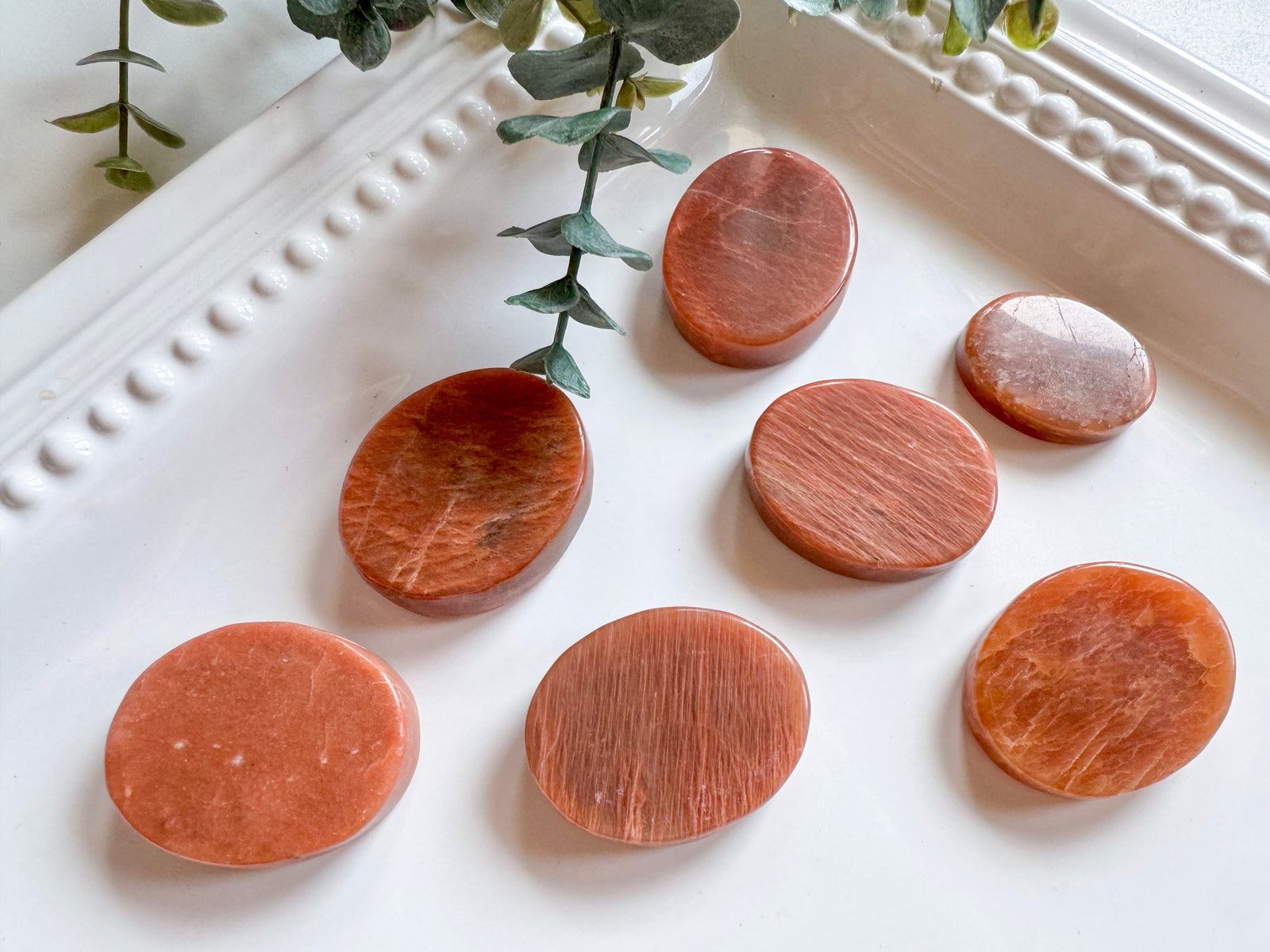 Peach Moonstone Flat Palm Stone
