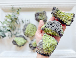 Peridot with Chrome Diopside and Spinel || Apache Reservation - San Carlos, Arizona