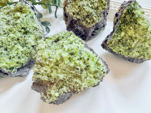 Peridot with Chrome Diopside and Spinel || Apache Reservation - San Carlos, Arizona