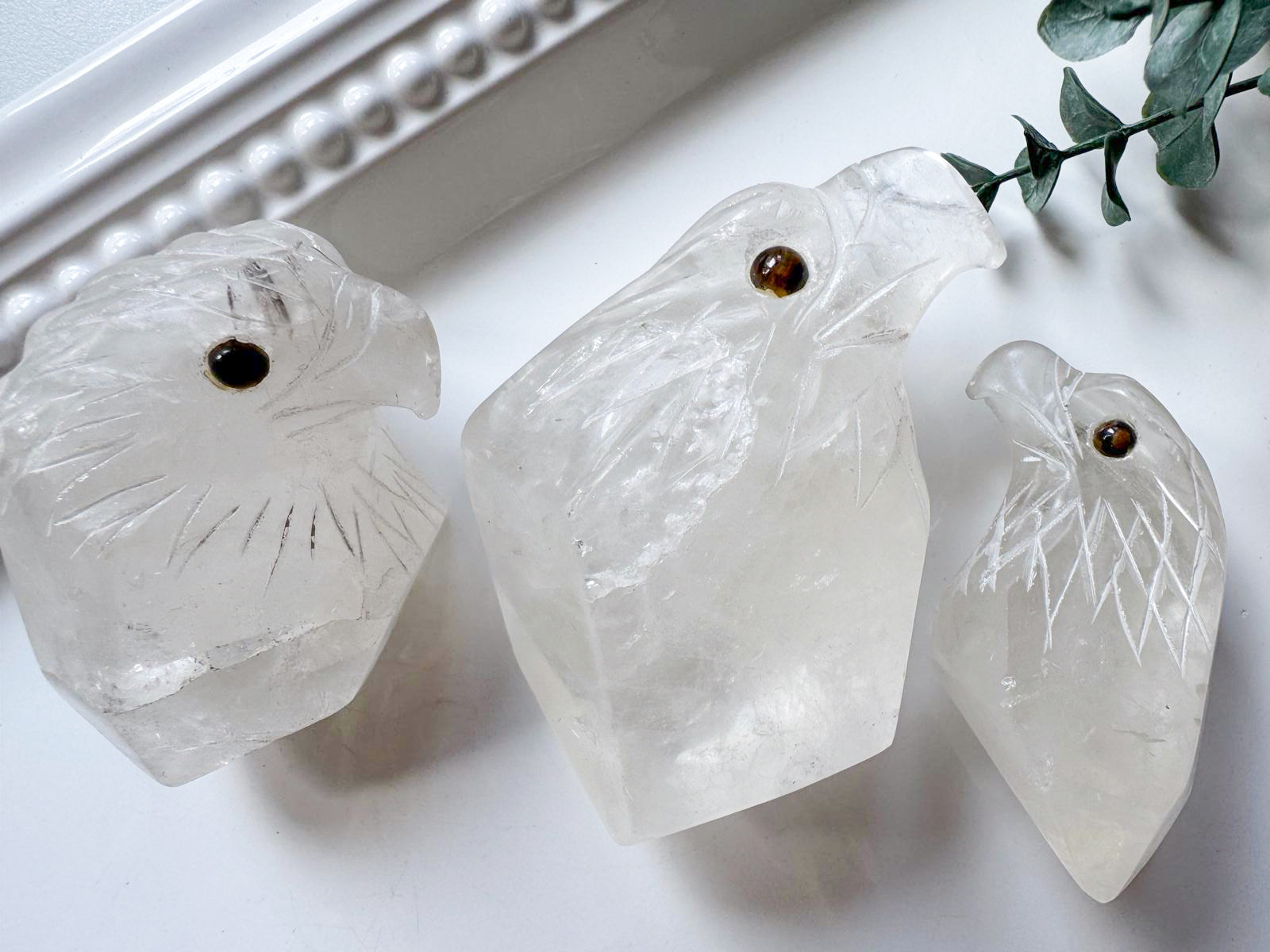 Peruvian Eagle Quartz Point Carvings