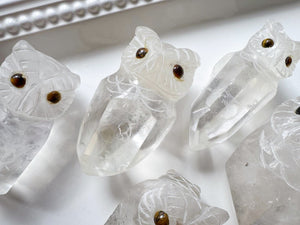 Peruvian Owl Quartz Point Carvings