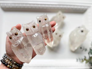 Peruvian Owl Quartz Point Carvings