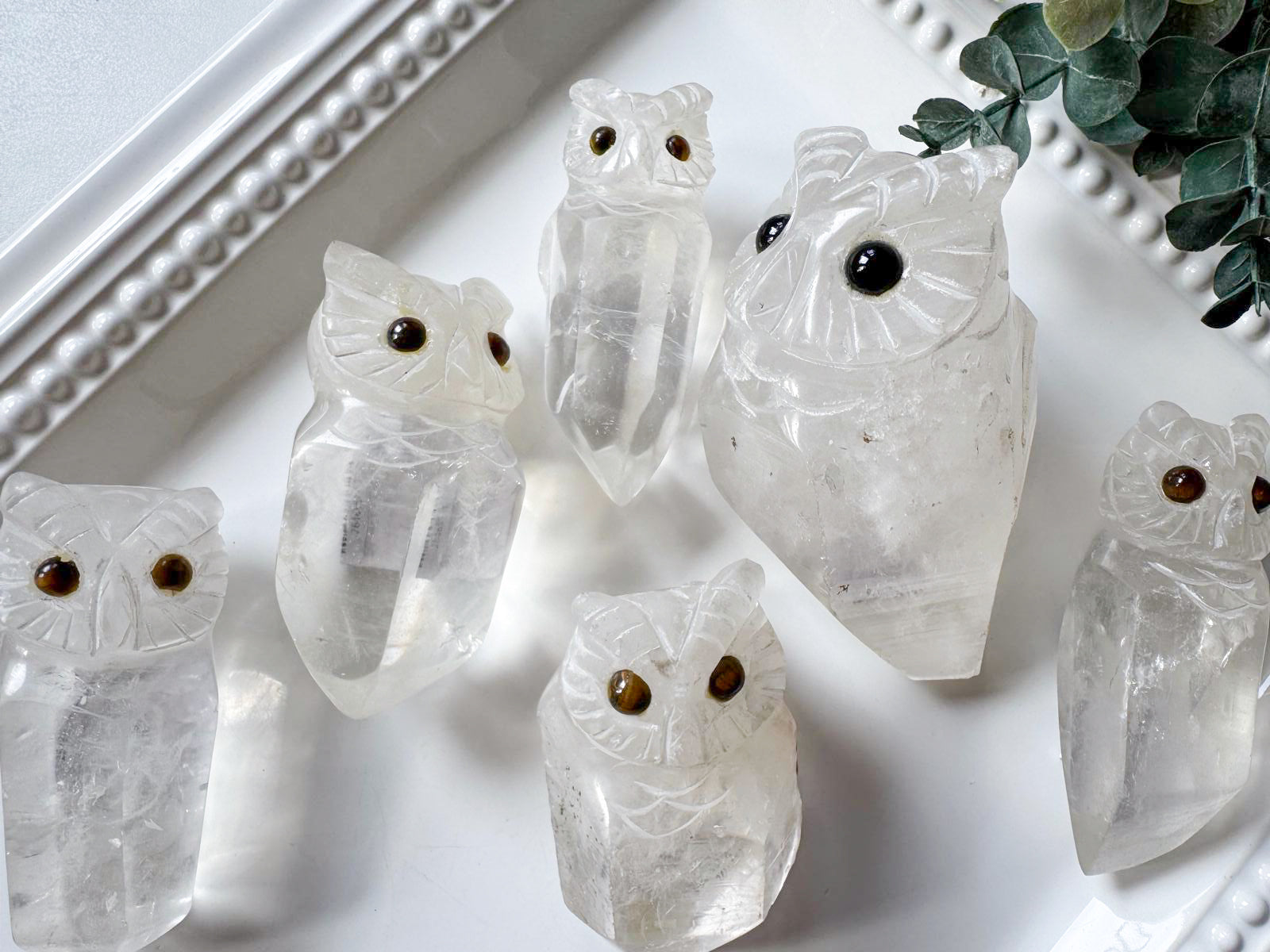 Peruvian Owl Quartz Point Carvings