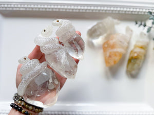Peruvian Serpent Quartz Point Carvings