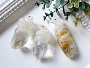 Peruvian Serpent Quartz Point Carvings