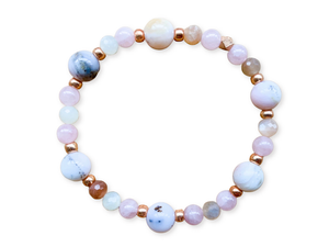 Pink Opal, Moonstone & Rose Quartz Beaded Bracelet || Reiki Infused
