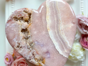 Pink Amethyst Raw & Polished Heart || Large || Brazil