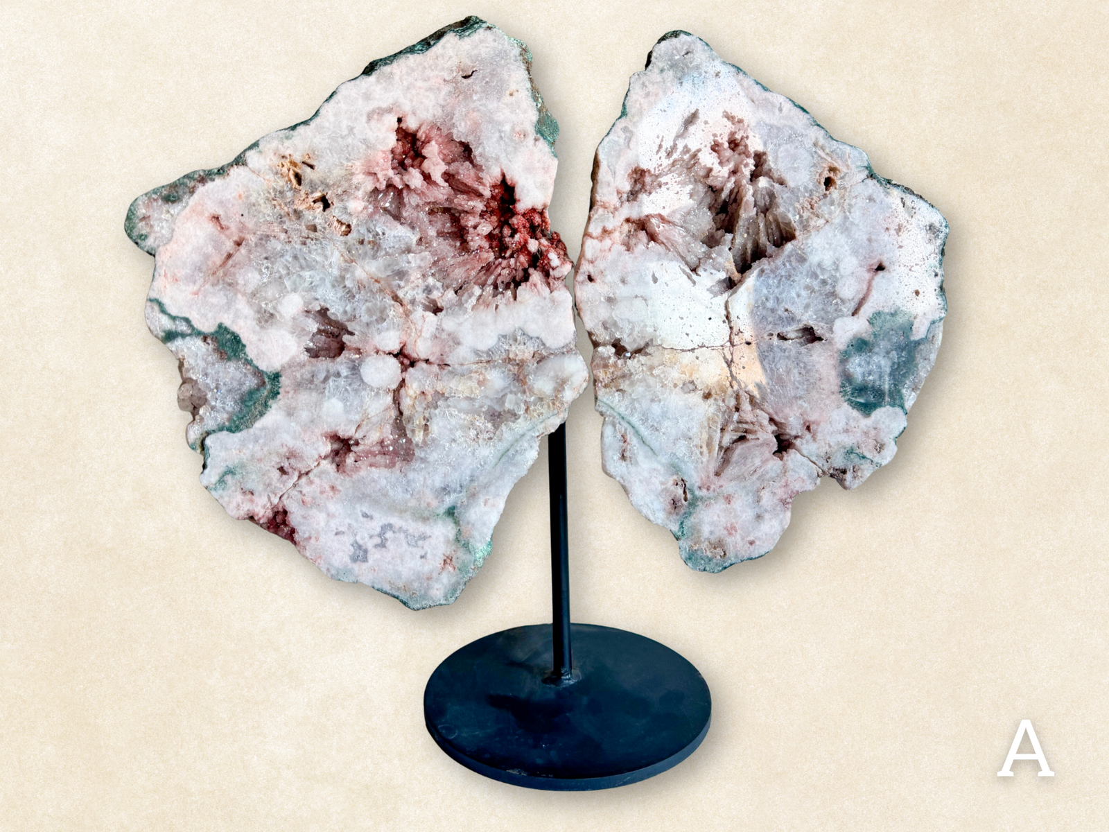 Pink Amethyst Wings on Stand || Showpiece