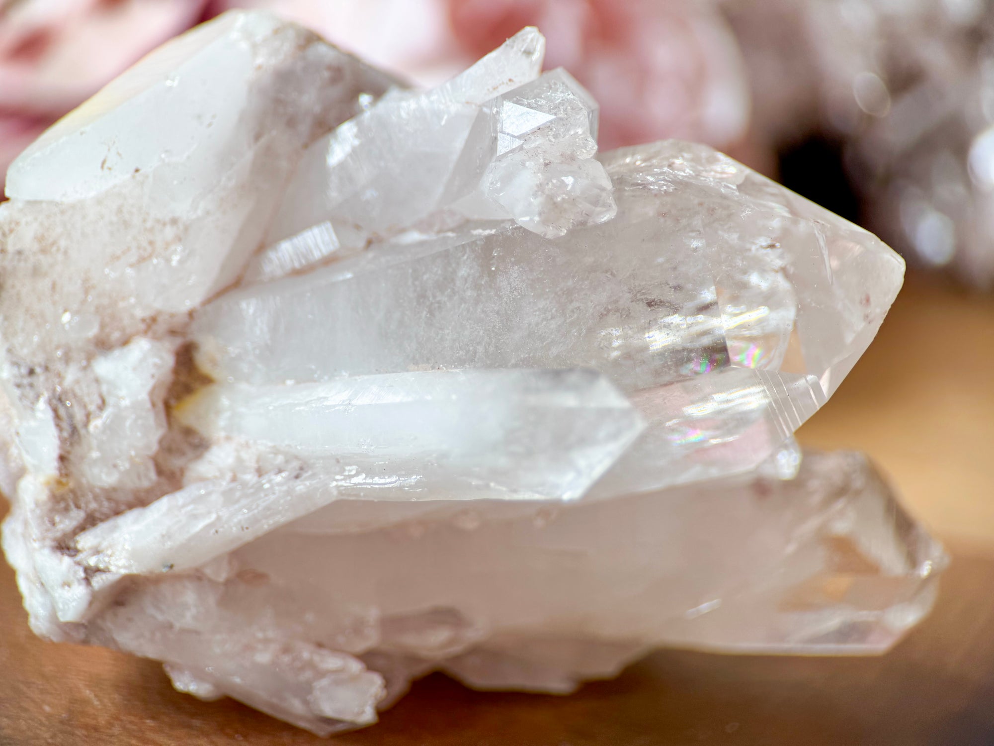 Pink Lemurian Colombian Quartz Cluster