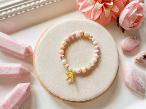 Pink Opal & Mother of Pearl Dove Beaded Bracelet || Reiki Infused (In store)