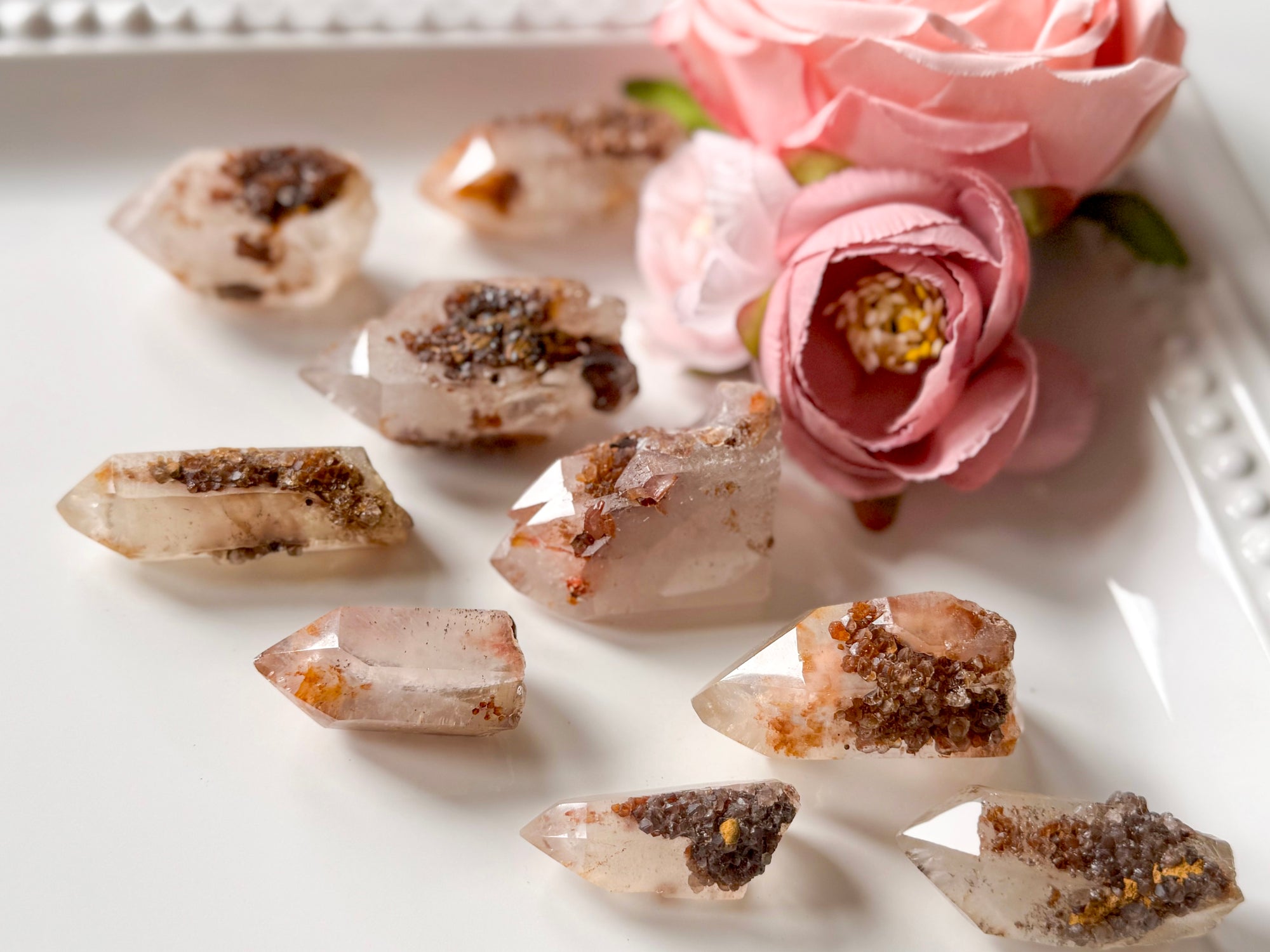 Pink Rose Lemurian Points || Brazil