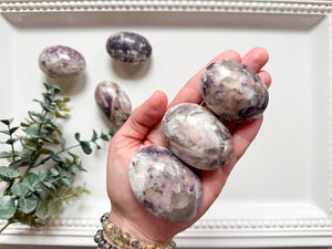 Plum Tourmaline Palm Stone || UV reactive