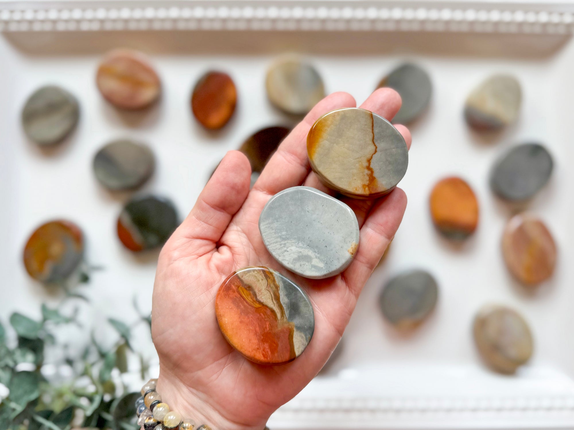 Polychrome Jasper Flat Palm Stone
