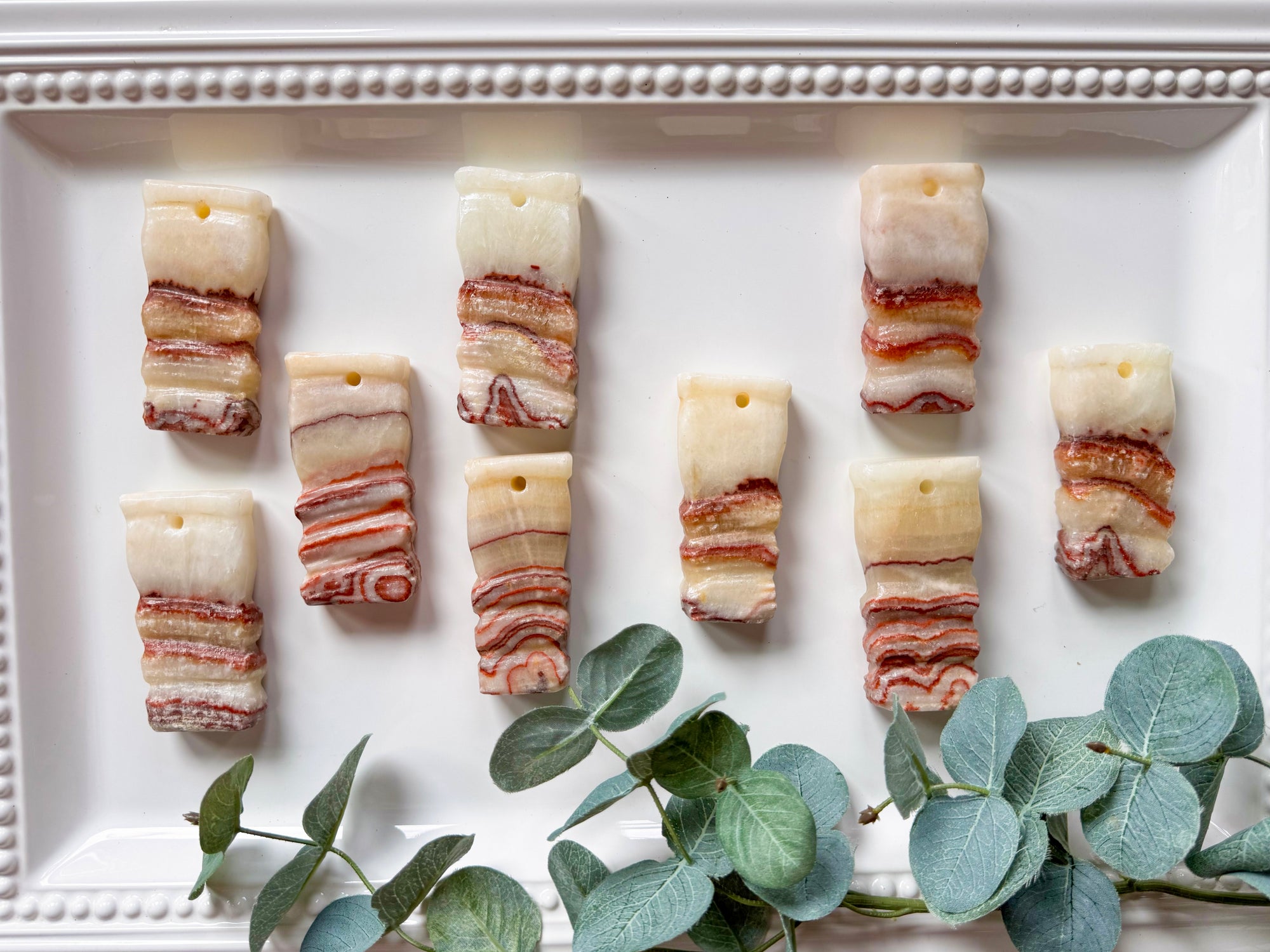 Pork Stone (Red Banded Calcite) Drilled Slab