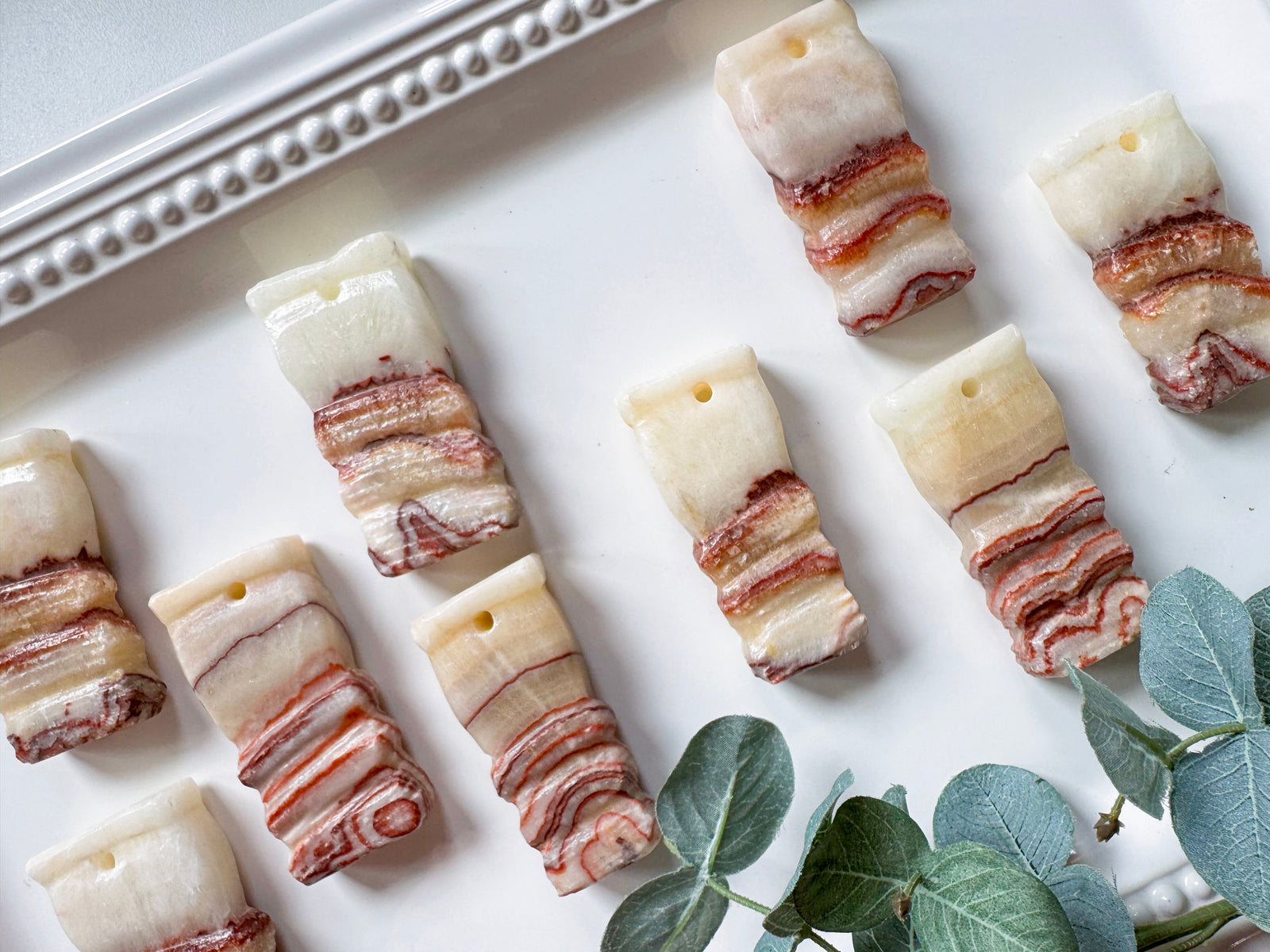 Pork Stone (Red Banded Calcite) Drilled Slab