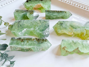 Prehnite Raw & Polished Point