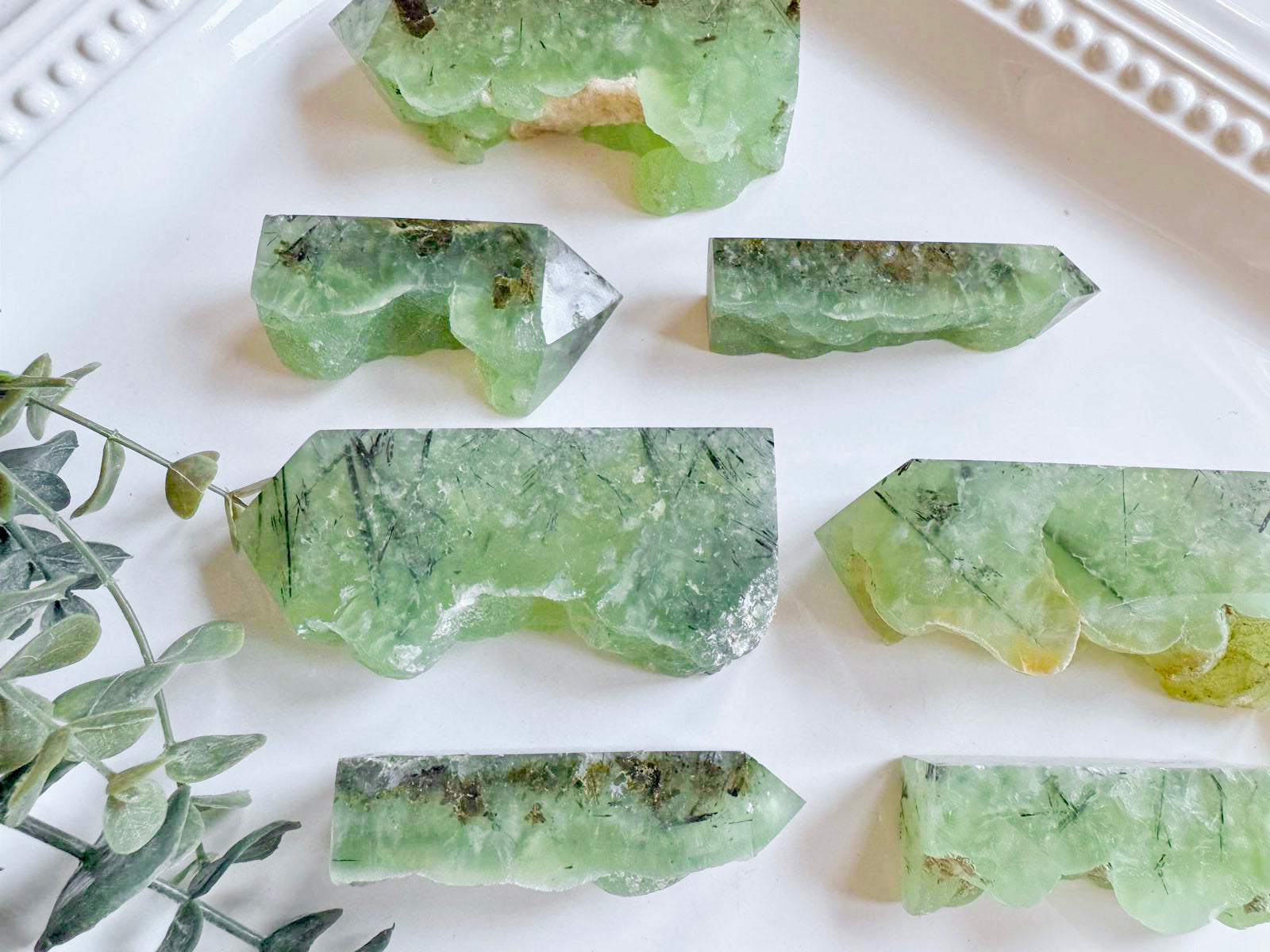 Prehnite Raw & Polished Point