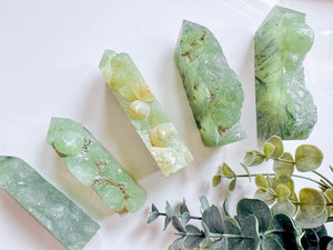 Prehnite Raw & Polished Point