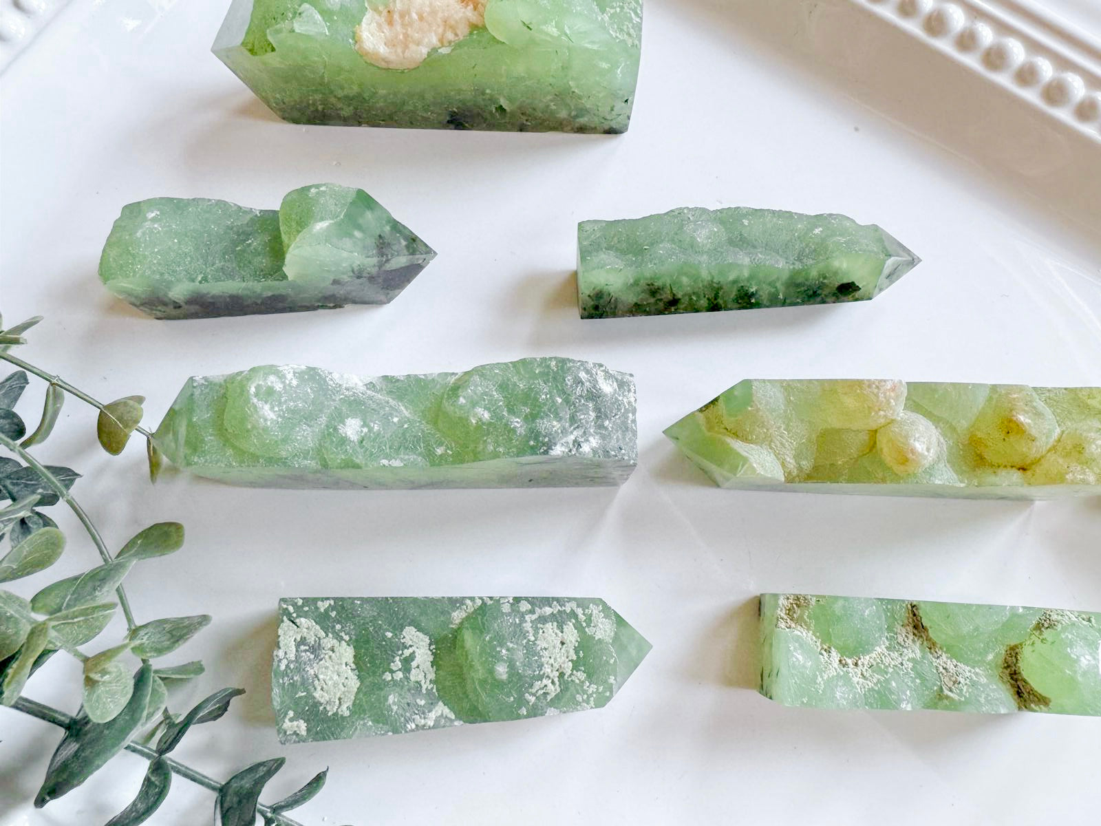 Prehnite Raw & Polished Point