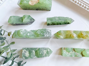 Prehnite Raw & Polished Point