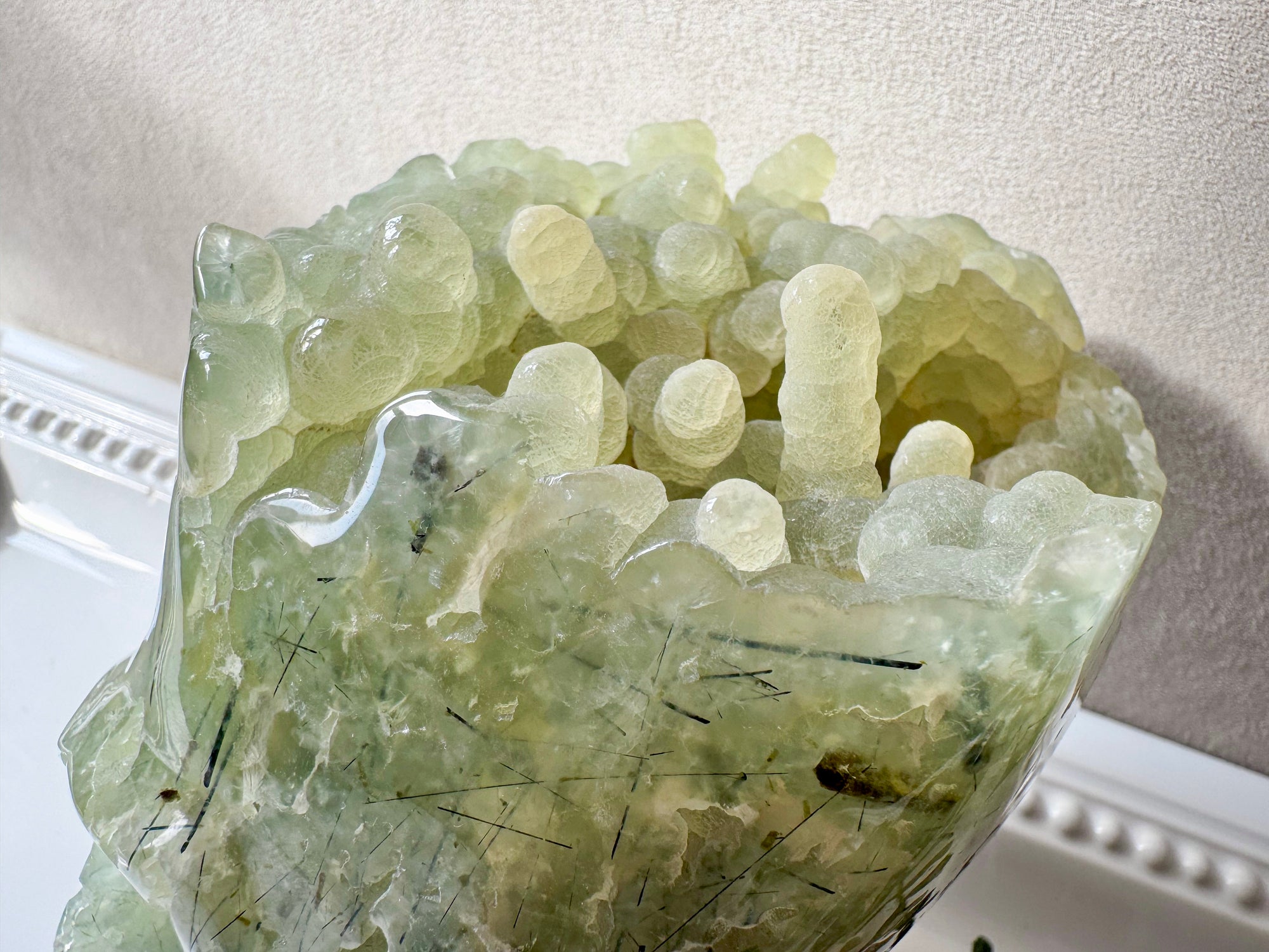 Prehnite Raw & Polished Skull