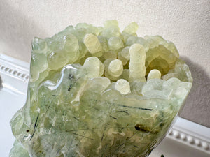 Prehnite Raw & Polished Skull